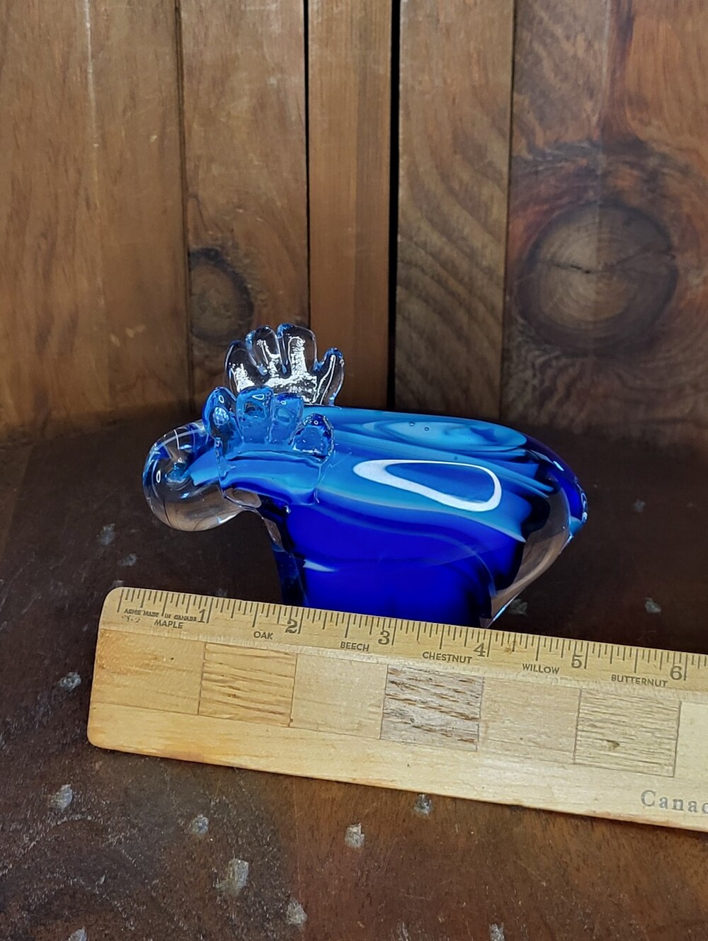 Handblown Blue Glass Moose - Picture 11 of 12